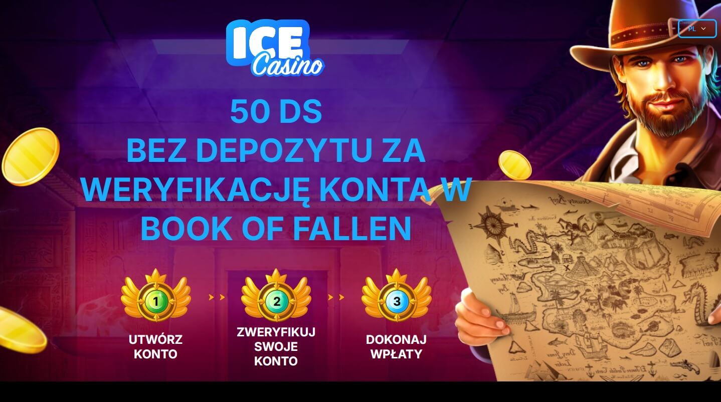 Ice Casino – 50 darmowych spinów w Book of Fallen